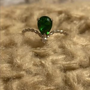 Green and silver ring